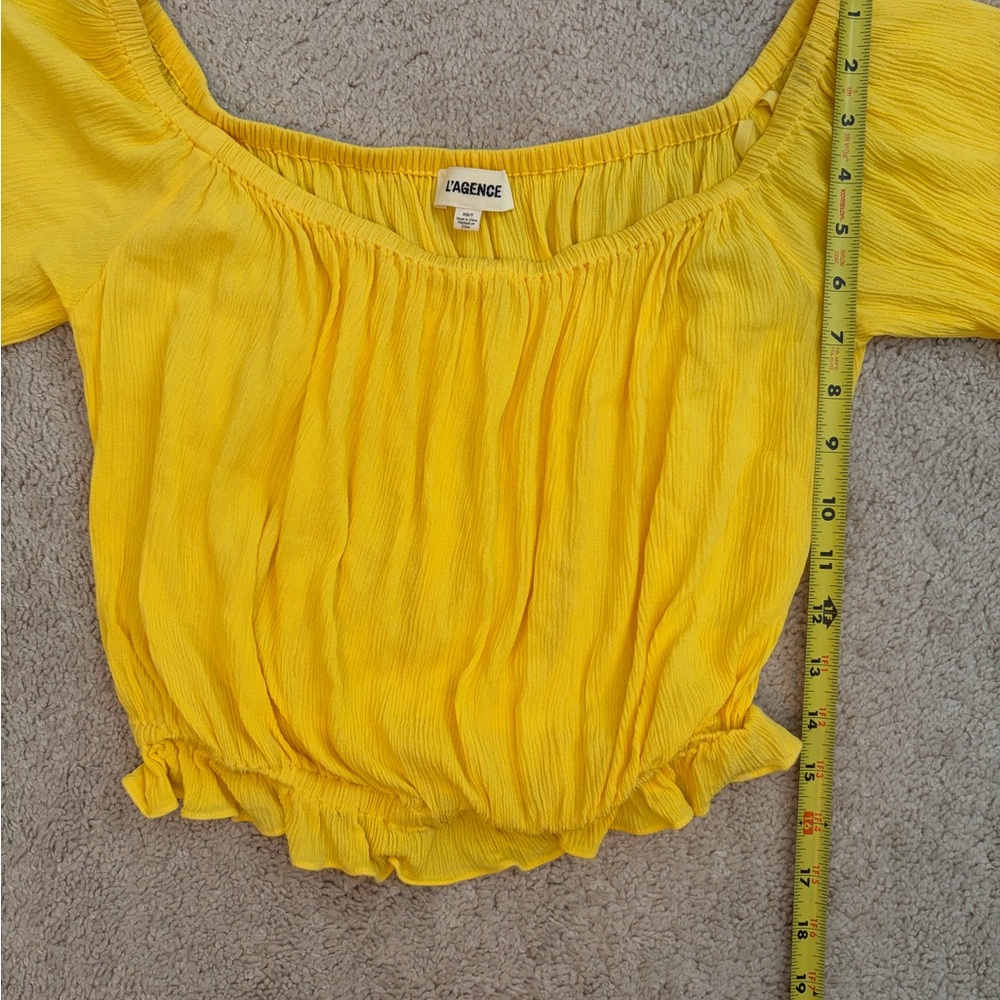L'AGENCE Callan Off The Shoulder Women's Top in Yellow Size XS - Picture 7 of 8